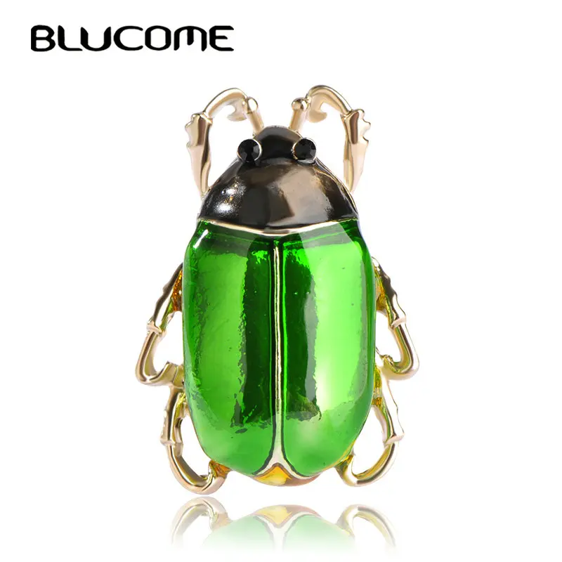 Blucome блестящая зеленая Цикада Броши с насекомыми для леди, девочки, Детские аксессуары, эмалированная Золотая брошь, ювелирный костюм, заколка для воротника