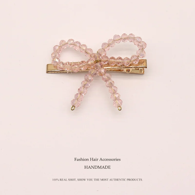 Euhra Crystal Hair clip for women's Gold Copper bow-knot Barrettes Pink White Rosette wedding Party hair accessories |