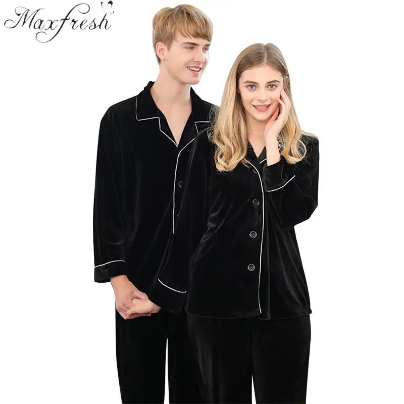 Maxfresh осенне зимняя бархатная пара пижам для женщин с длинным рукавом два