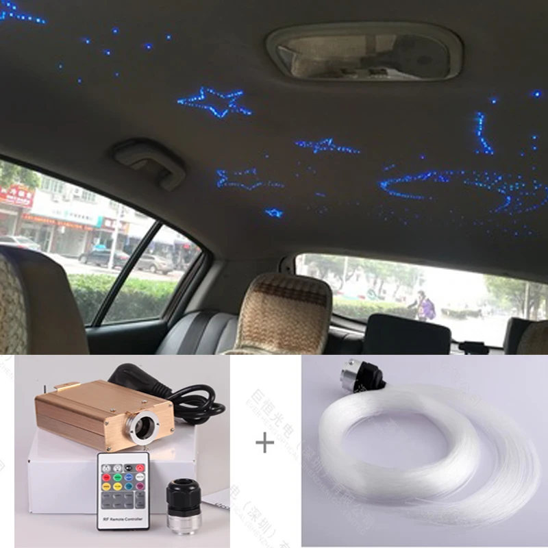 

Free shipping DIY moon star DC 12V car roof top ceiling star light with fiber optic kits RF remote control
