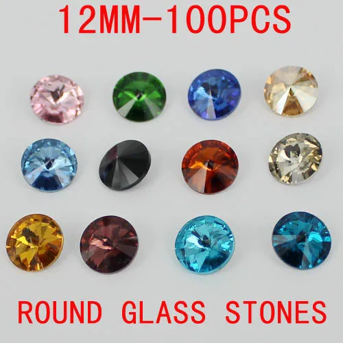 

12mm 100pcs 1122 Rivoli Crystal Silver Shade Stones Round Pointed Glass Beads DIY Crafts Jewelry Making Garments Accessories
