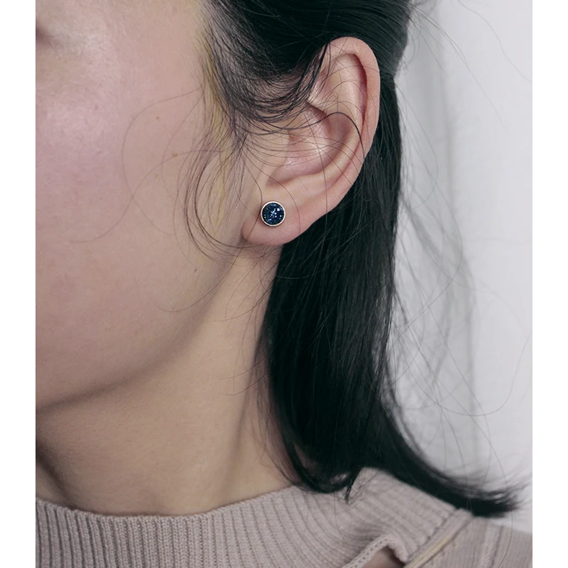 Ожерелье модное винтажное из серебра S925 с покрытием розовым золотом и синим камнем, серьги-гвоздики для женщин, модные свадебные подарки.