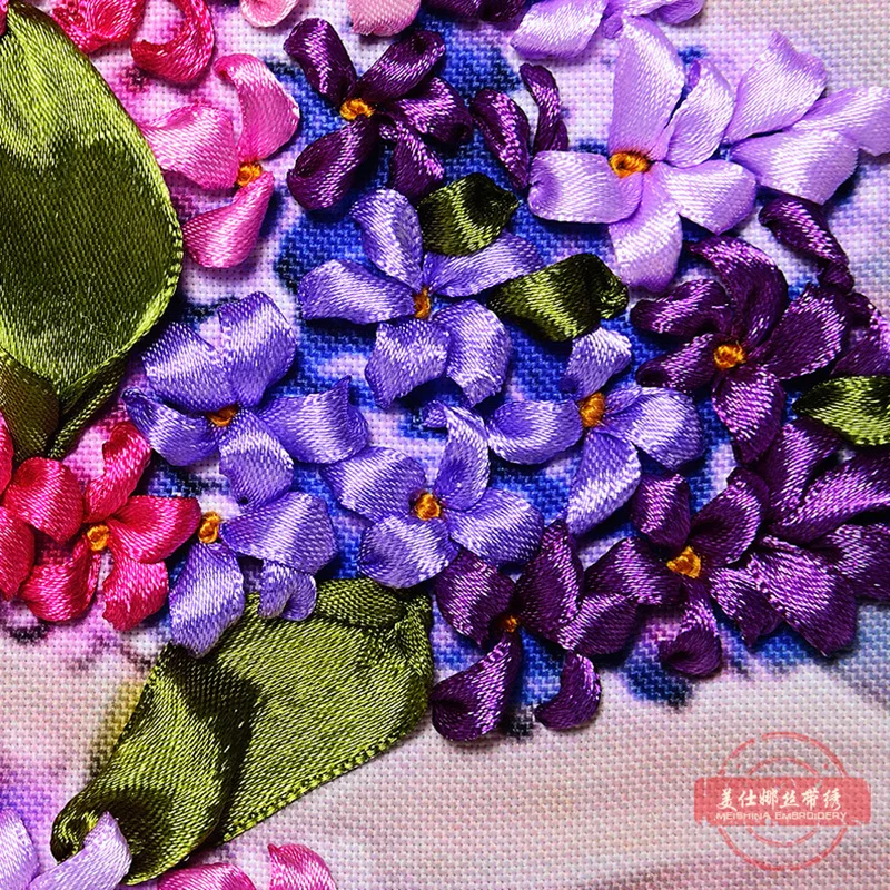 50X45 см романтическая 3d печать картина с вышивкой лентами Набор для вышивки крестиком DIY Набор для вышивания ремесло подарок украшение стены