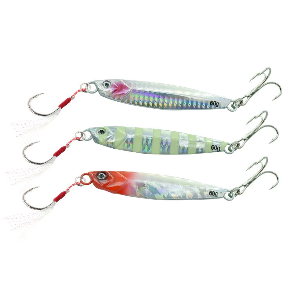 

1pcs/pack 40g 60g fishing metal lure jigging bait Hard bait spoon spinner fish tackle artifical wobbler with hook