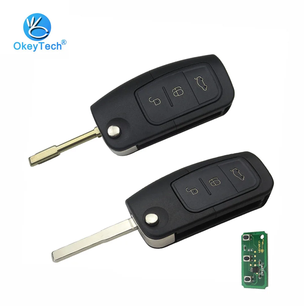 OkeyTech для Ford Focus Mondeo C Max Galaxy Fiesta пульт дистанционного управления 3 кнопки 433 МГц Флип