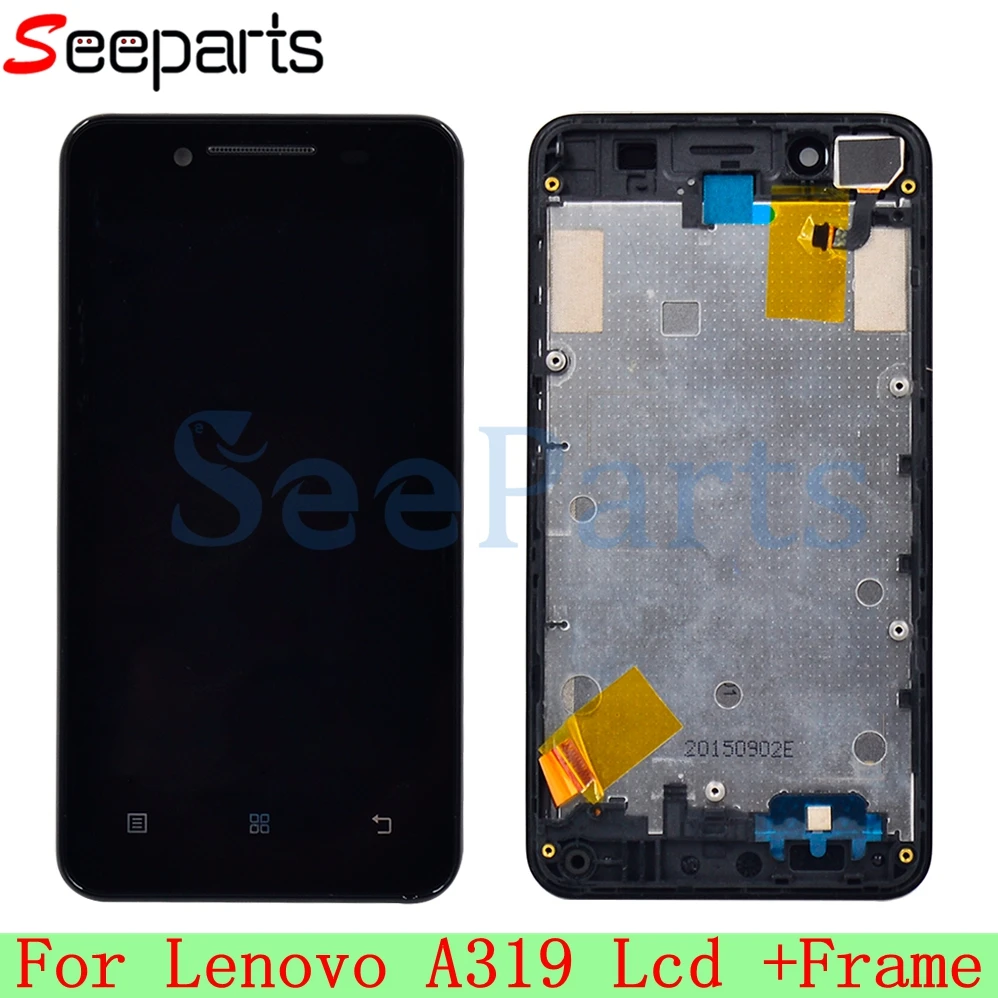 

Black For Lenovo A319 LCD Display Touch Screen Digitizer Assembly 800x480 with Frame Replacement For 4.5"Lenovo A319 Display
