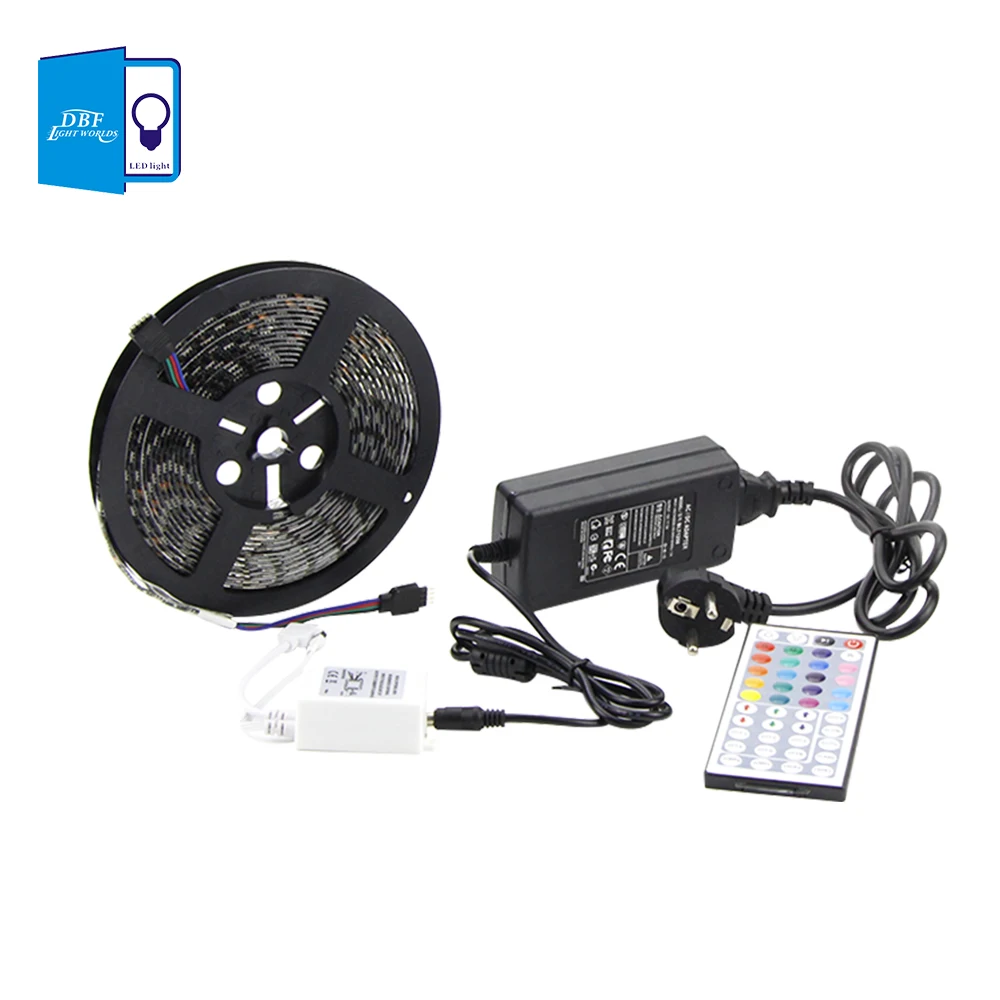 5 м Водонепроницаемая RGB Светодиодная лента гибкая SMD 5050 rgb + ИК 44 клавиши пульт