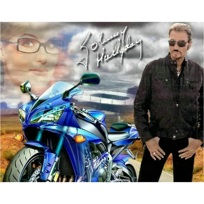 Полностью круглая 5d алмазная картина, рисунок «Джони hallyday», икона орла, полное алмазное сверло для квадратных отверстий, вышивка, художественная работа, французский певец, мозаика