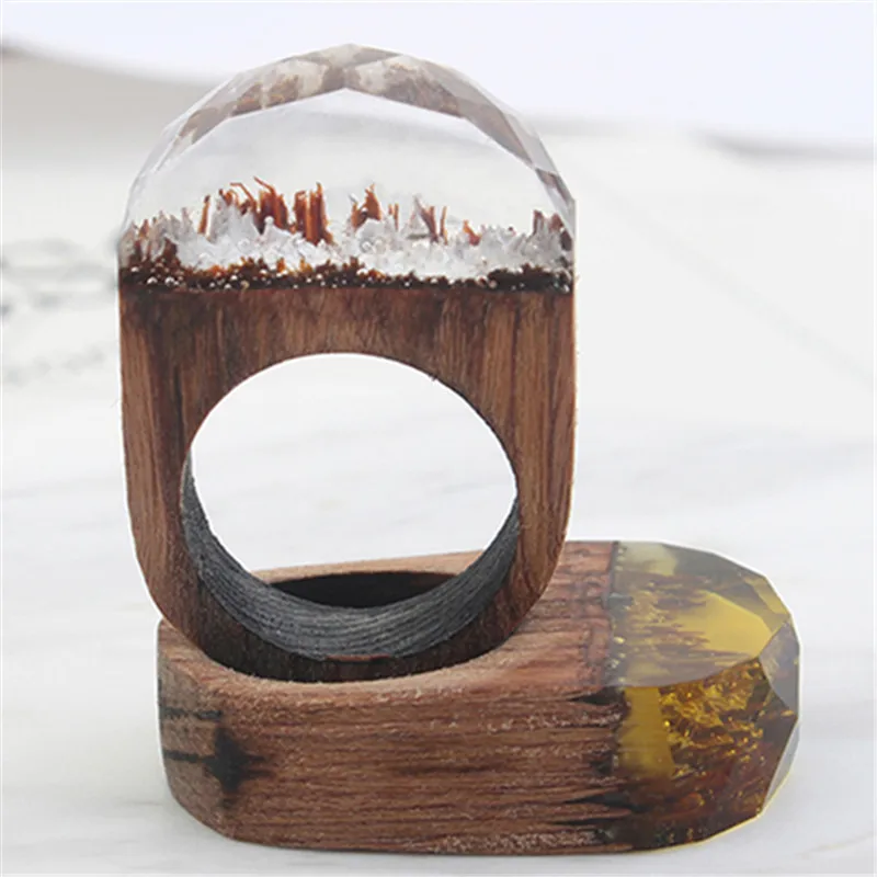 Женские кольца ручной работы модные украшения из смолы и дерева 1349|fashion rings for