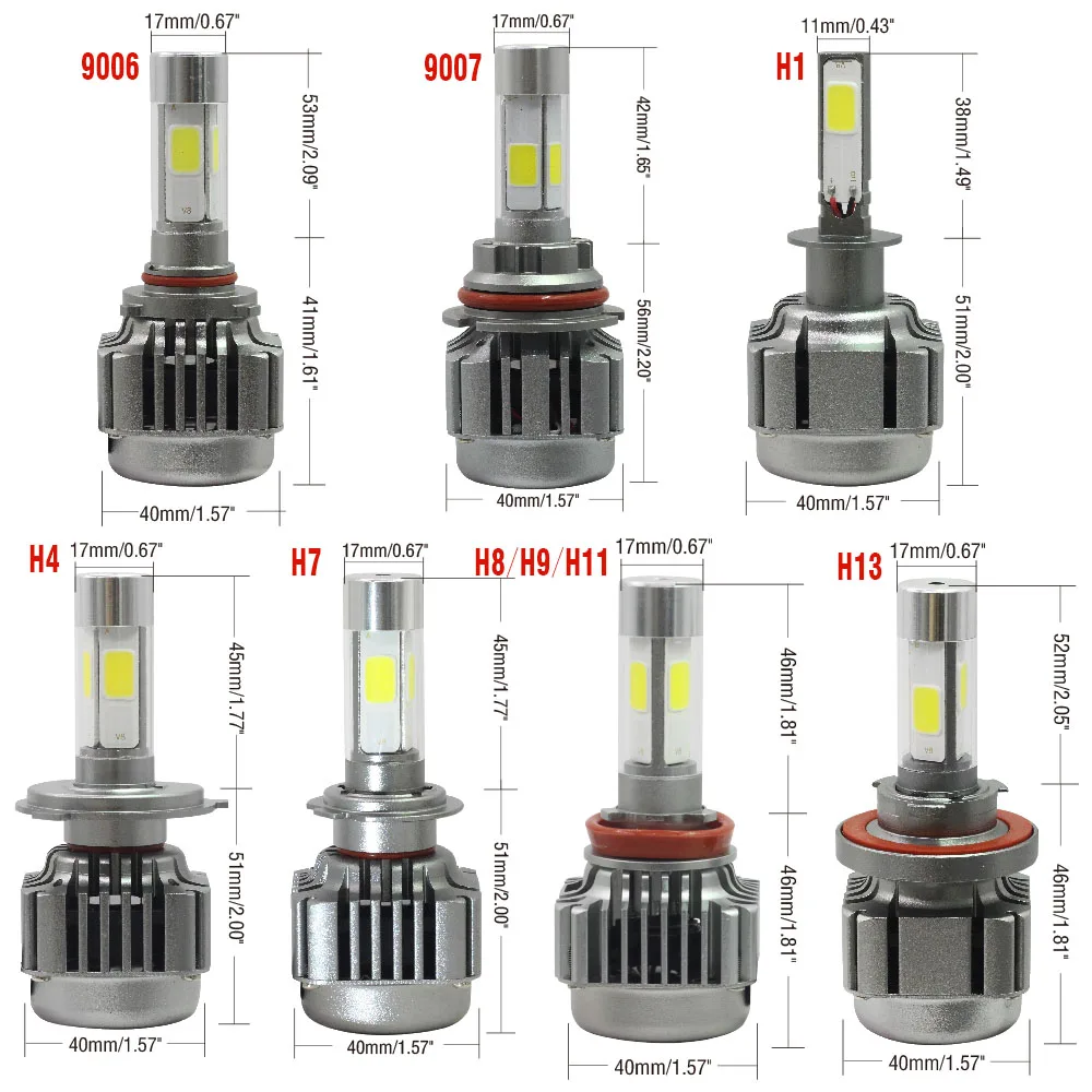 Cawanerl H1 H3 H4 H7 светодиодный головной светильник лампы 100W 12000LM/комплект 6000K 12V H8 H9 H11 9005 HB3 9006 HB4 9007 H13 Противотуманные фары Дневные Фары Светильник налобный фонарь