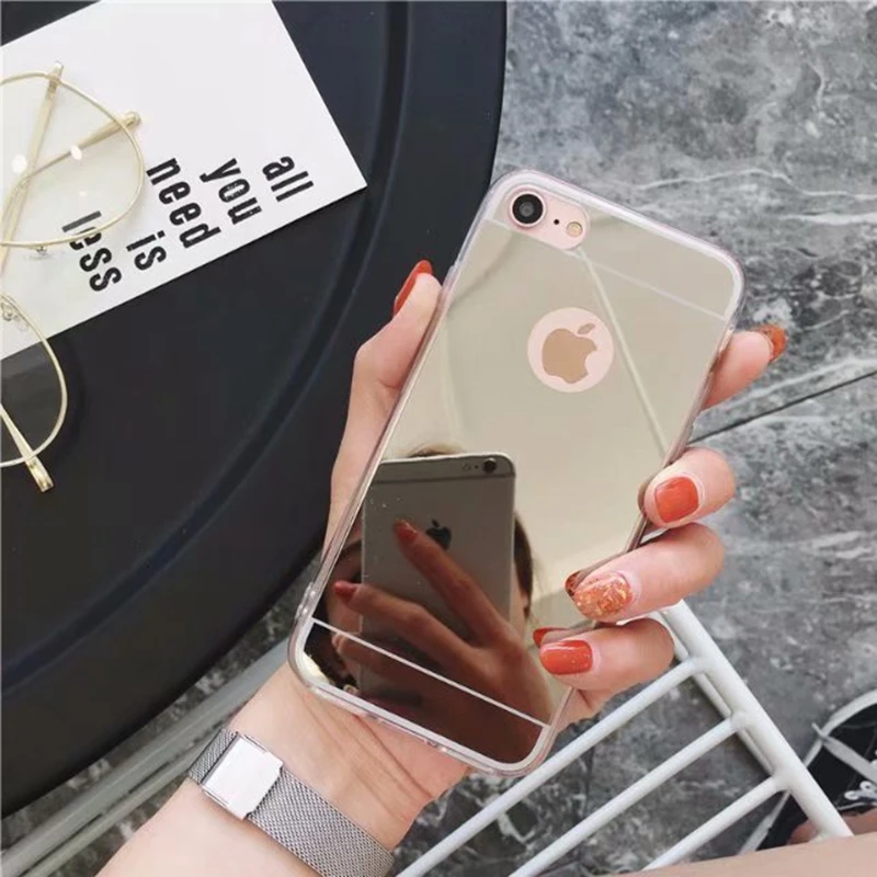 Мягкий чехол с покрытием для iphone 7 8 6 6S Plus XS MAX XR X 5 SE модный зеркальный ТПУ |