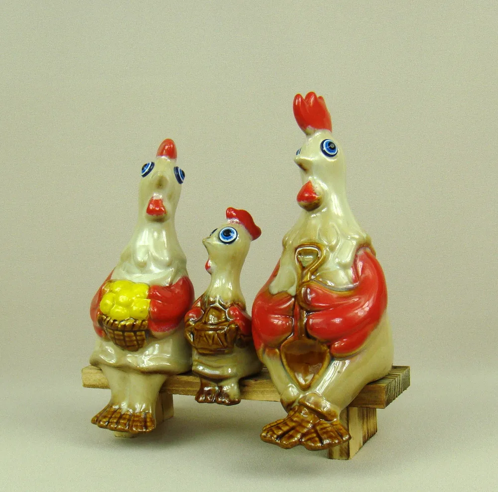 Милая фарфоровая курица фигурки семьи деревенская керамика животные миниатюры