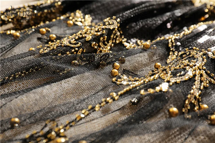 Dangal Sequin Luxury Women Dress Hip Hop Bling Heavy Beading Dress Women Dress Long Sleeve Sexy See-though Dresses For Party