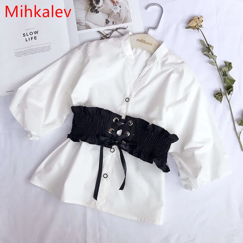 Mihkalev Повседневное Длинные рукава белые блузки для девочек школьные 2018 весенние