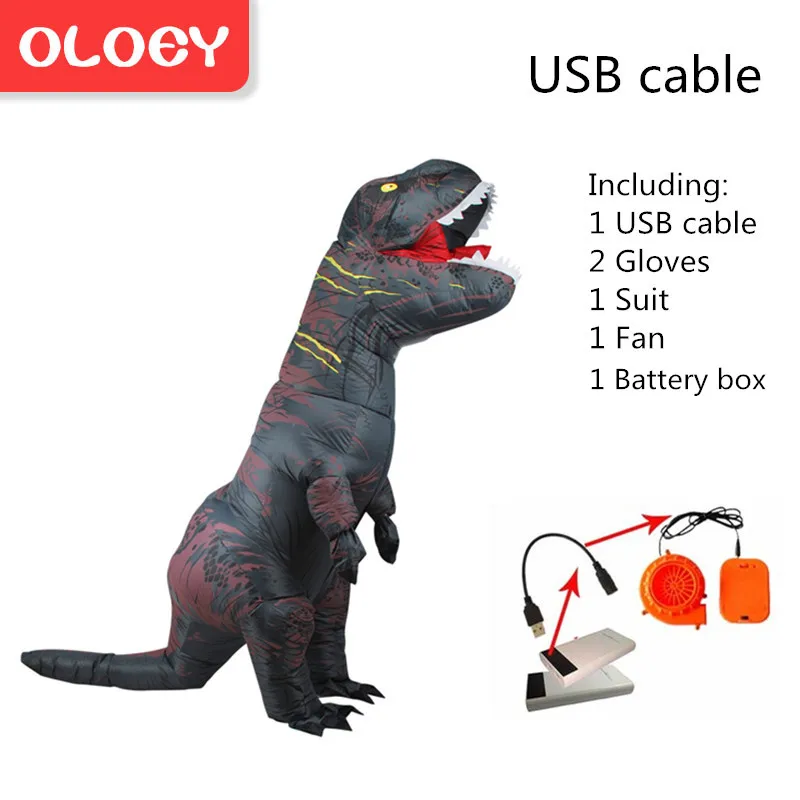 Rex009AGrey Надувной костюм Oloey для взрослых и детей, костюм динозавра T REX, карнавальный костюм с героями мультфильмов, нарядное платье, маскарадный костюм Пурим, комбинезон# TRex004 - Цвет: Rex009AGrey