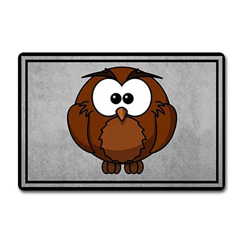 

Outdoor Door Mat Owl Grey Door Mat Cute Door Rug (23.6 X 15.7 in) Non-Woven Fabric Top with a Anti-Slip Rubber Back. Door Rugs