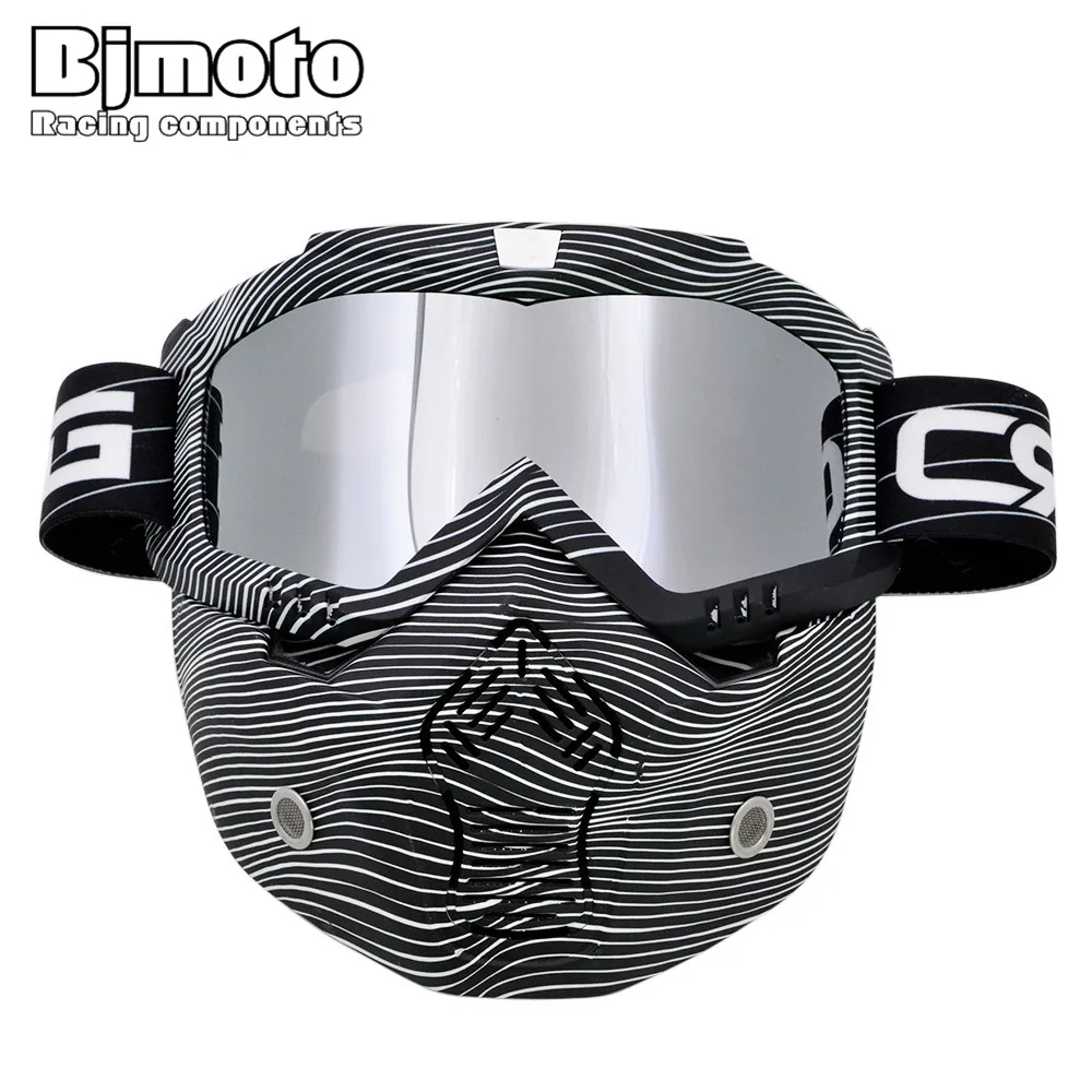 BJMOTO винтажная маска на шлем для лица съемные очки мотокросса самокат реактивные