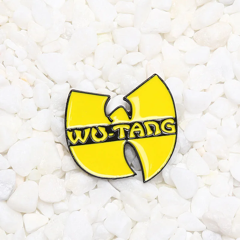Эмалированная брошь Wu-Tang желтая в стиле хип-хоп для старой школы джинсовая