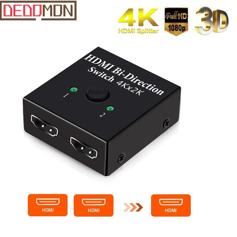 4K UHD HDMI split ter HDMI коммутатор 1X2 2X1 split 1 in 2 Out усилитель 1080P 4K x 2K HDMI коммутатор 2 порта двунаправленный