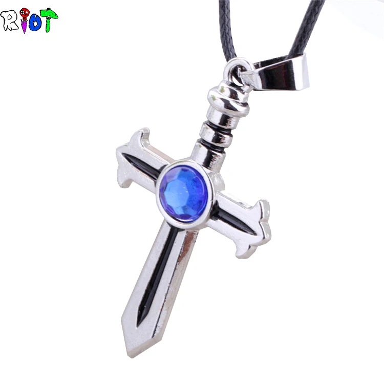 Ожерелье-чокер с хвостом Феи из аниме серое ожерелье голубым кристаллом и