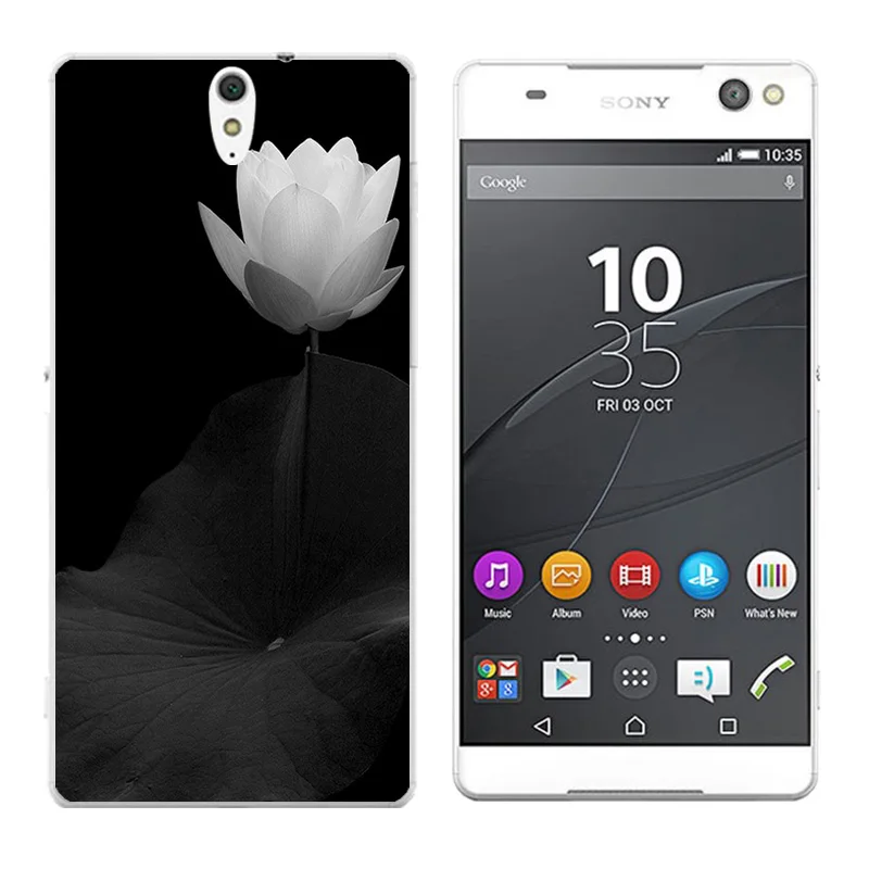 Soft TPU Back Case for Sony Xperia C5 Phone Golden Printing Cover Ultra/E5553/E5506 Silicon Shell |