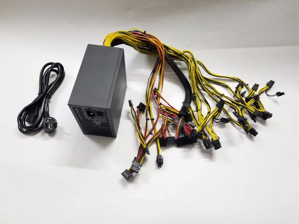 Блок питания YUNHUI ETH ZCASH MINER Gold POWER 1600 Вт (с кабелем) miner для R9 380 RX 470 RX480 6 GPU карт |supply