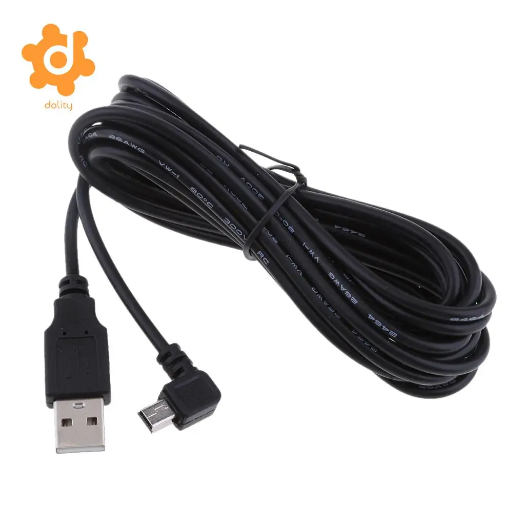 Кабель зарядного устройства dolity 5 в 2 а Mini USB 90 градусов левый изгиб DVR GPS зарядный
