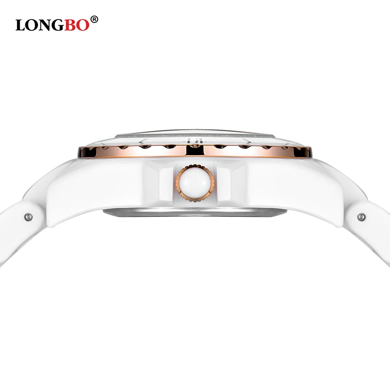 LONGBO Роскошные хрустальные наручные часы для женщин белые керамические женские