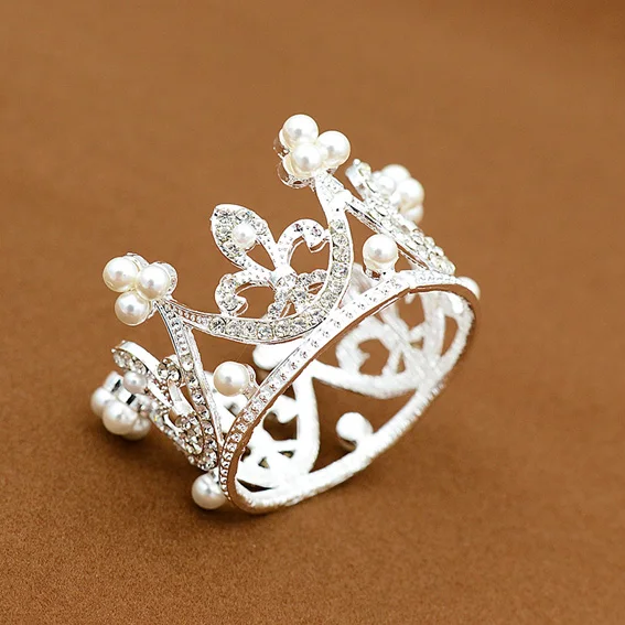 Style 05 Silver Красивая круглая тиара с жемчугом и кристаллами для маленьких детей, детские вечерние короны, украшения для волос - Окраска металла: Style 05 Silver
