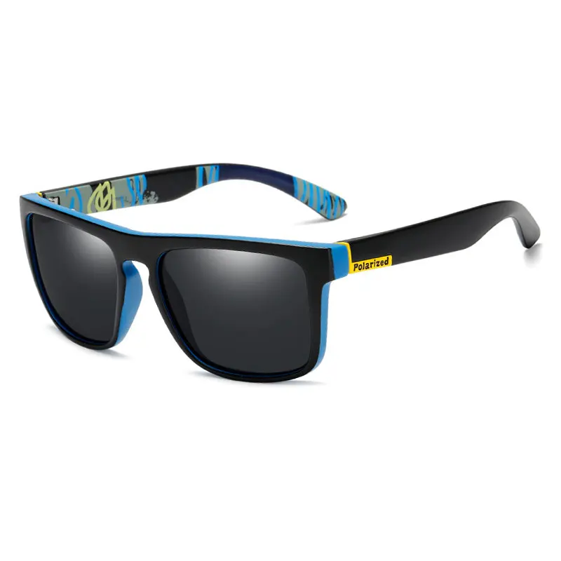 Black Blue Frame HUHAITANG роскошные квадратные поляризованные солнцезащитные очки для мужчин с негабаритным узором Брендовые мужские солнцезащитные очки для женщин дизайнерские солнцезащитные очки для вождения - Цвет линз: Black Blue Frame