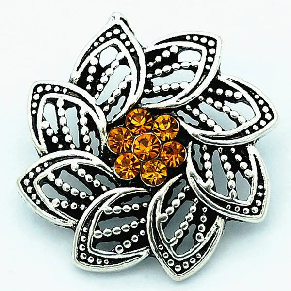 Модные красивые элегантные цветные застежки Стразы с поворотным цветком 18 мм для