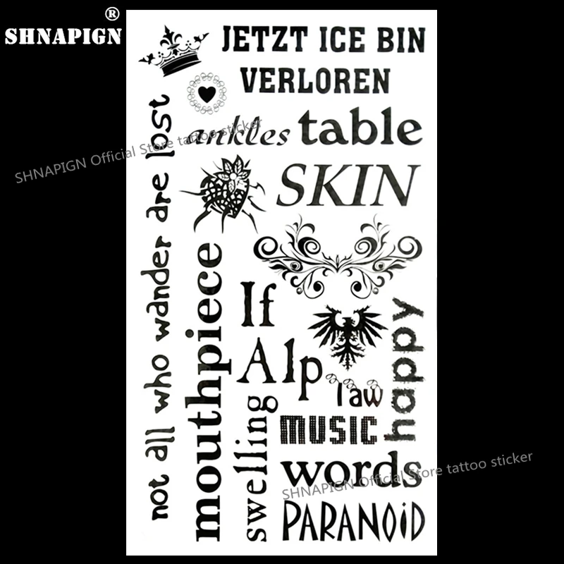 SHNAPIGN крутые слова слоган временная татуировка тело искусство рука флэш тату