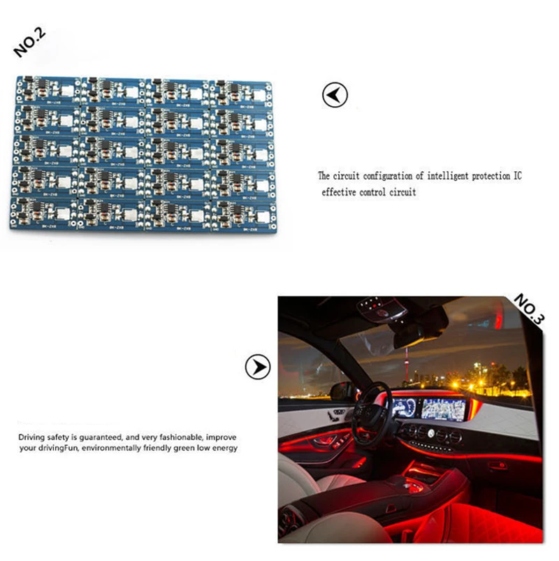 Неоновый RGB светодиодный светильник для салона автомобиля украшение атмосферы 6