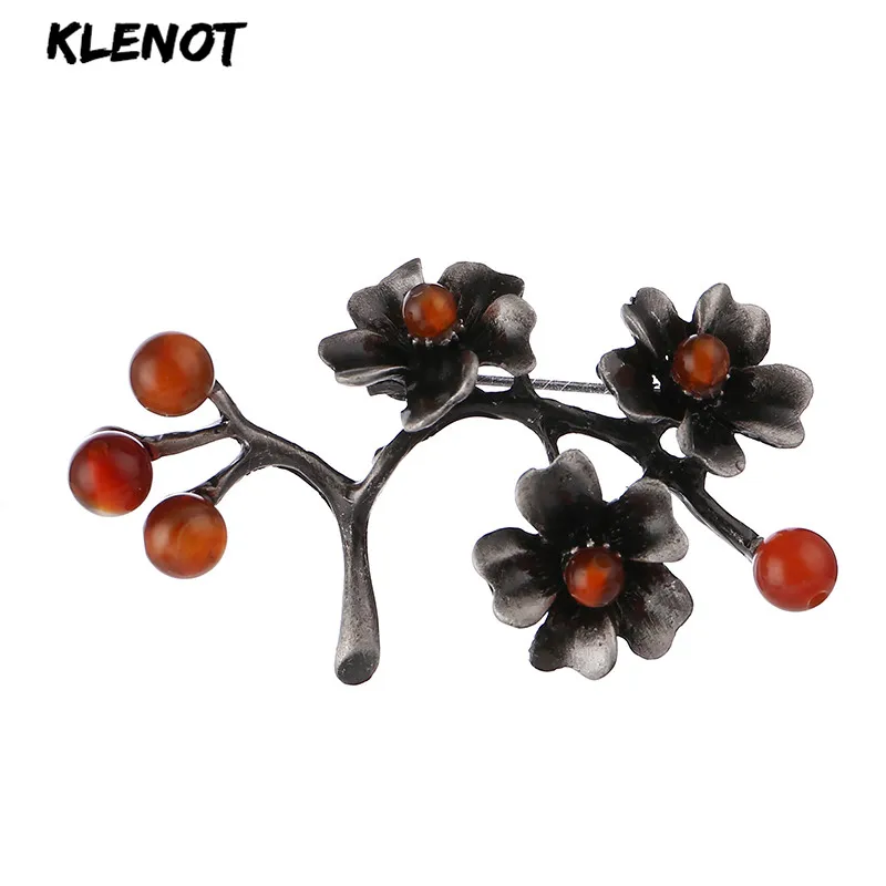 Женская Винтажная брошь в виде ветки дерева из натурального камня украшение для