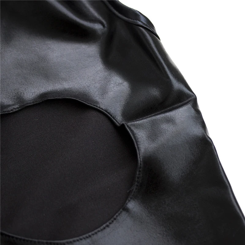 Женский комбинезон из искусственной кожи без рукавов с открытой грудью и