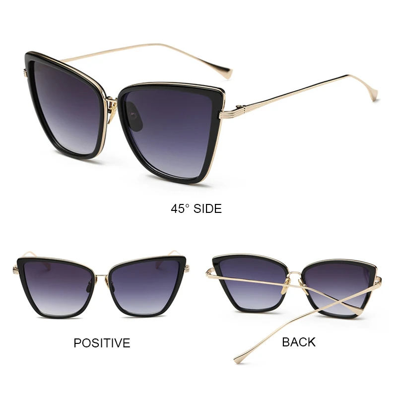 Новые брендовые дизайнерские солнцезащитные очки Cateye, женские винтажные металлические очки, зеркальные ретро очки Lunette De Soleil Femme UV400