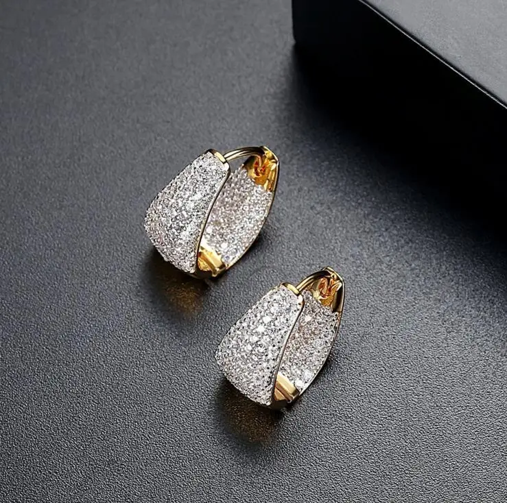 

gold color micro pave cubic zirconia cz luxury women fashion jewelry Huggie clip classic women cz earring