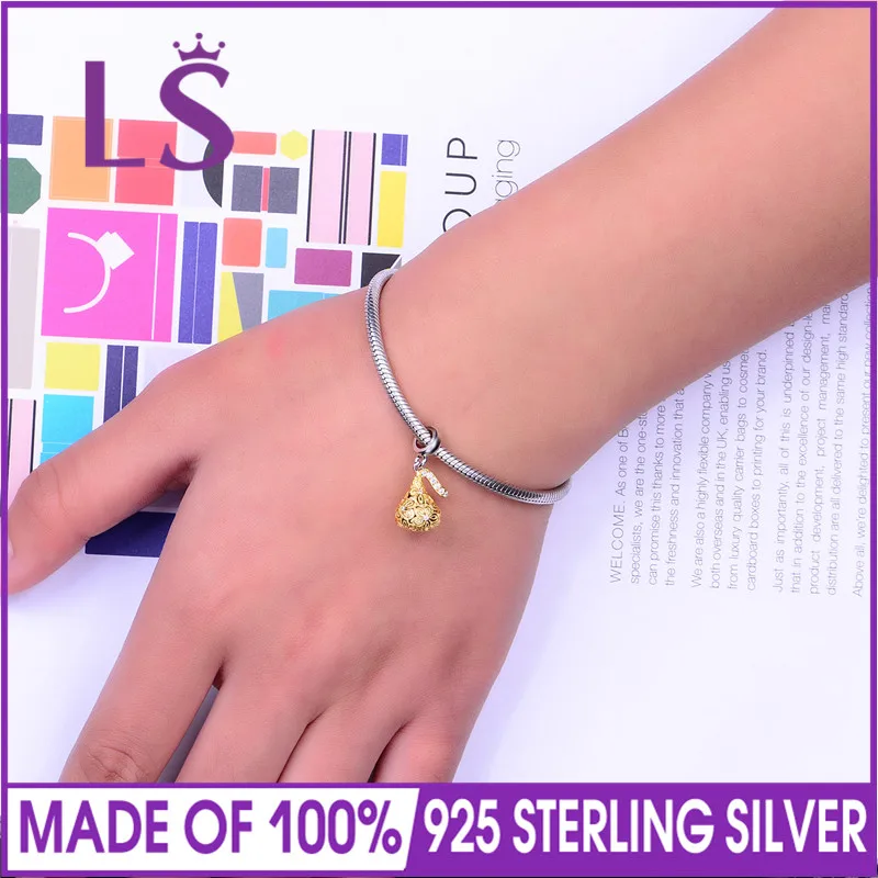 LS 1 4 k G. old Plated Sweet Chocolates Bead Charm для женщин ювелирное изделие модный 925 Серебряный