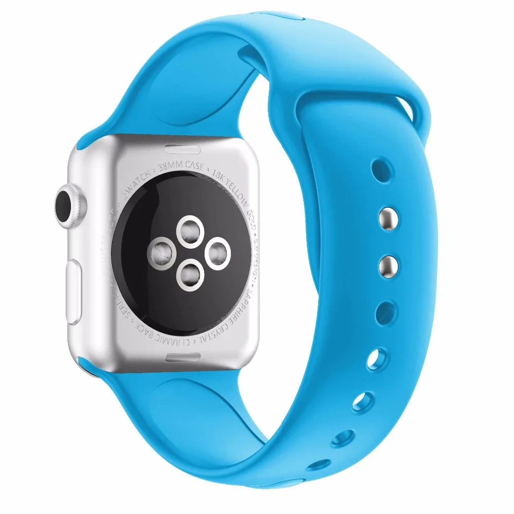 Цветной мягкий силиконовый сменный спортивный ремешок для 38 мм Apple Watch Series1 2 42 мм наручный браслет ремешок для iWatch Sports Edition
