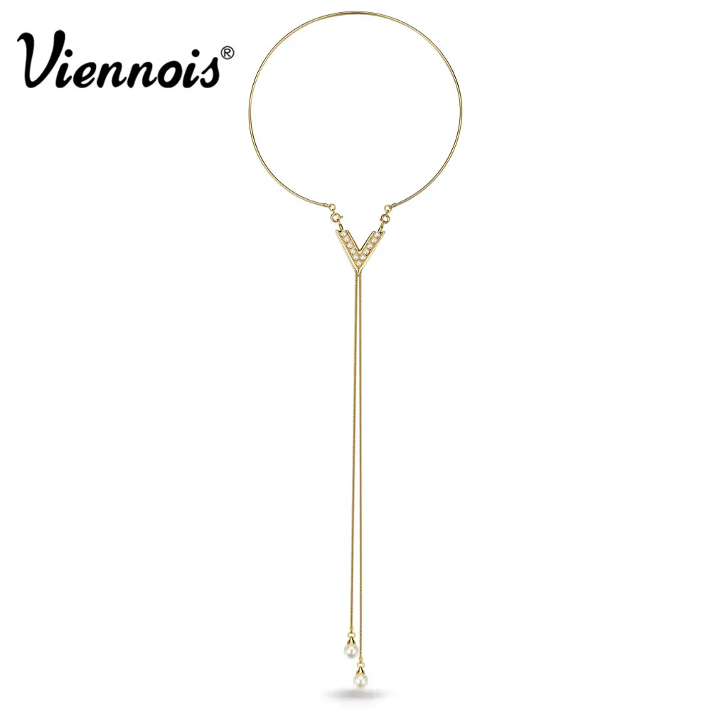Viennois Новый Золотой Цвет V-shaped Ожерелья &amp Lariats для Женщин Моменты Искусственный
