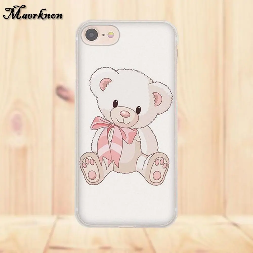 Плюшевый мишка I Love You мягкий TPU персонализированный узор для Apple iPhone X 4 4S 5 5C SE 6 6S 7 8