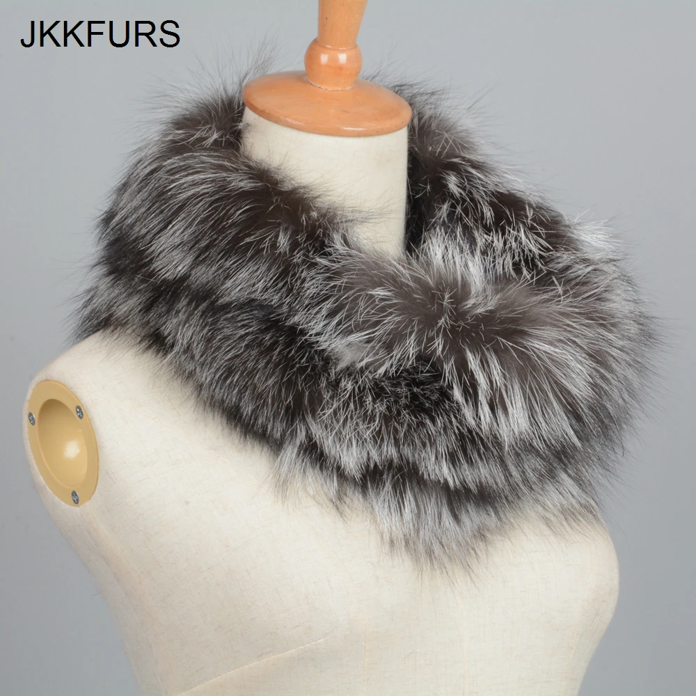 JKKFURS шарфы из натурального Лисьего меха зимние толстые теплые модные стильные