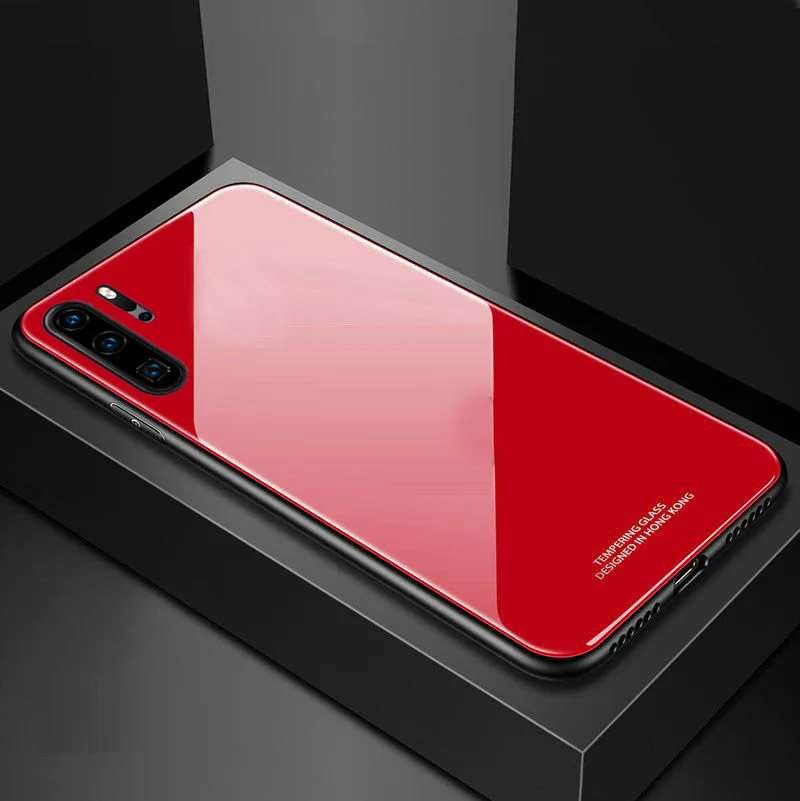 red SemgCeKen роскошный стеклянный зеркальный чехол для huawei p30 lite pro p30pro p30lite силиконовый Твердый чехол на заднюю панель телефона coque - Цвет: red