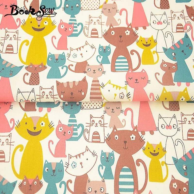 Booksew хлопок саржевая ткань кошка дизайн животных швейная ткань Жир четверть DIY простыня подушка лоскутное домашнее текстильное изделие Tecido CM
