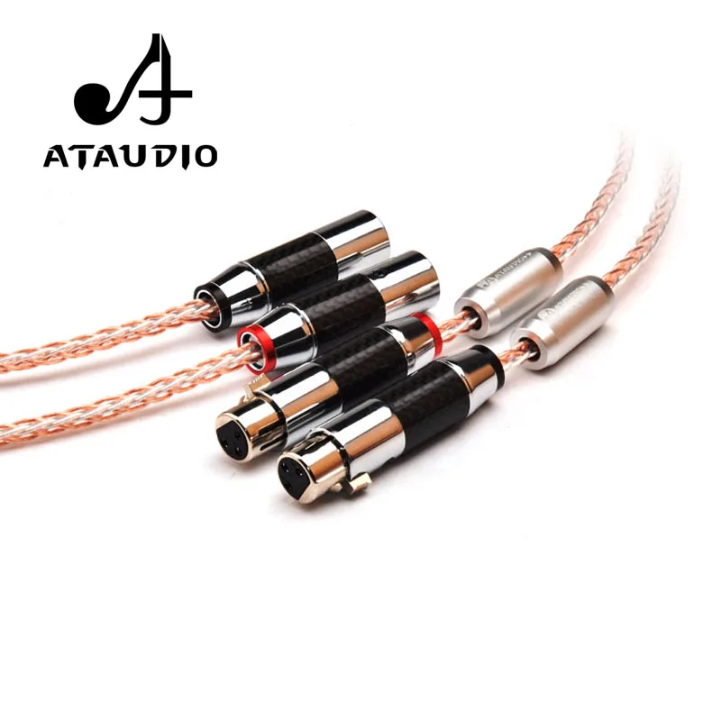 ATAUDIO Hifi XLR кабель 7N OCC серебристый и медный 3 контактный 2XLR штекер гнездо 1 м 2