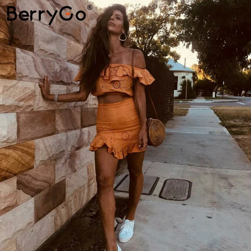 BerryGo с открытыми плечами из хлопка кружевное пикантное платье Chic Вышивка
