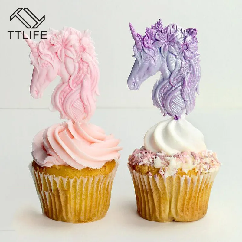 TTLIFE Единорог голова силиконовая форма для помадки пирога печенья Sugarcraft