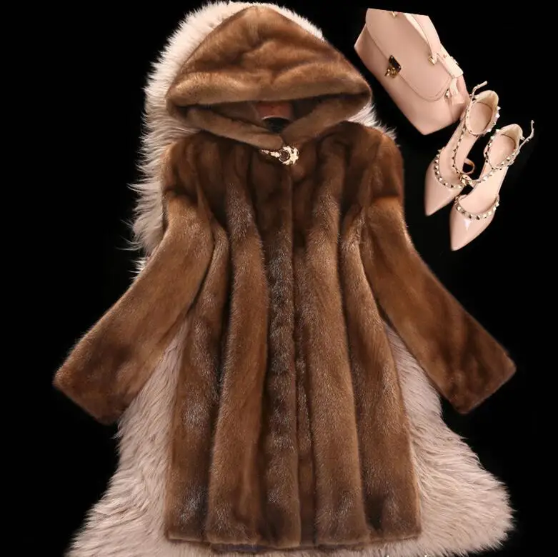 Faux Mink Fur Coat Women Winter New Fake Fur Coats For Women Long Artificial Fur Imitation Fur Jackets Plus Size 6Xl K966