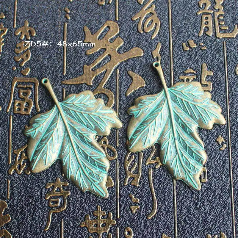 Оптовая продажа 3 шт./лот античные бусины в форме листьев и перьев из зеленой