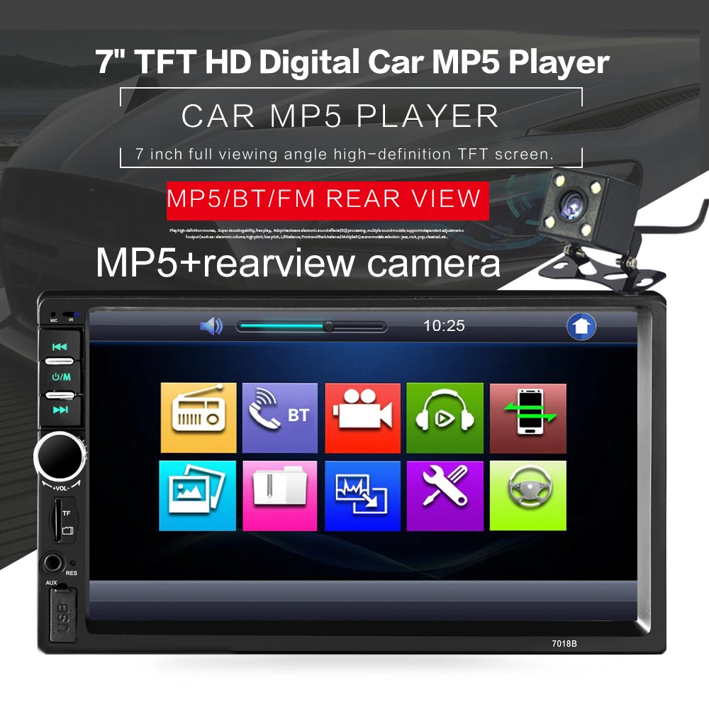 Автомагнитола 2DIN с поддержкой камеры заднего вида стерео система 7 &quotсенсорным HD